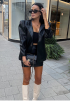 Skórzana marynarka z wiązaniem La Milla Told Him Yes czarna