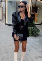 Skórzana marynarka z wiązaniem La Milla Told Him Yes czarna