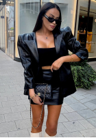 Skórzana marynarka z wiązaniem La Milla Told Him Yes czarna