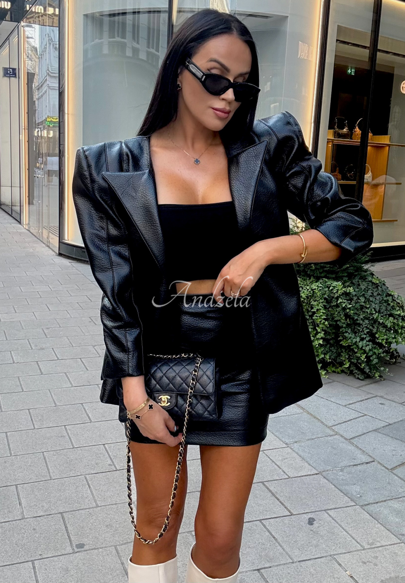Leather jacket with binding La Milla Told Him Yes black