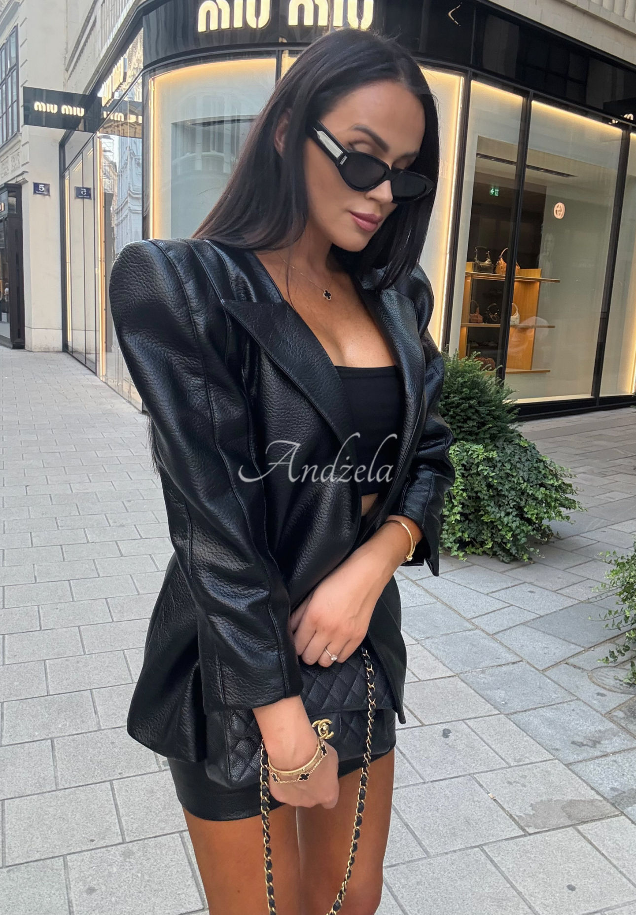Leather jacket with binding La Milla Told Him Yes black