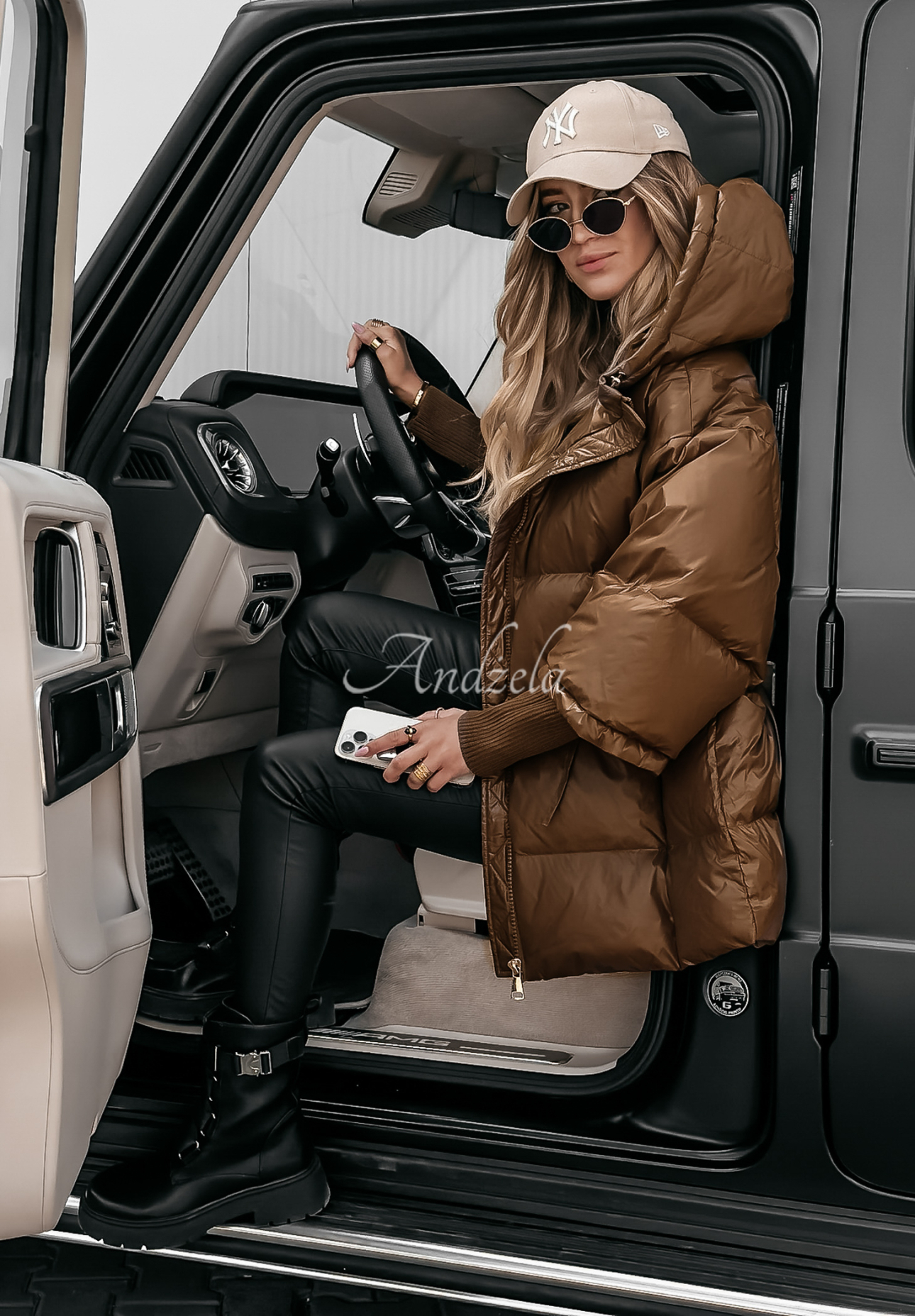 Puchowa kurtka oversize September czekoladowa II