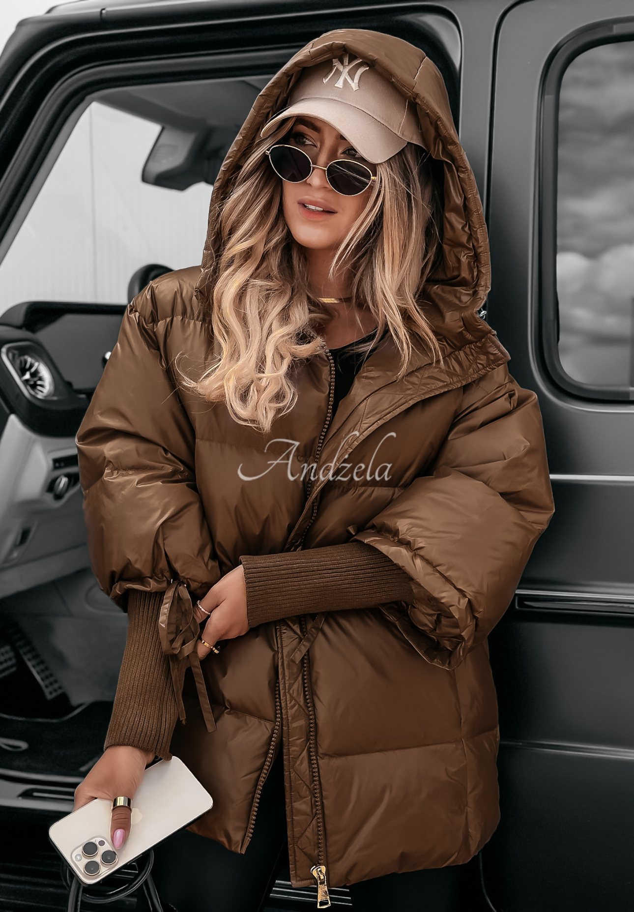 Puchowa kurtka oversize September czekoladowa II