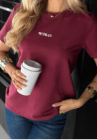 T-shirt z nadrukiem Woman burgundowy