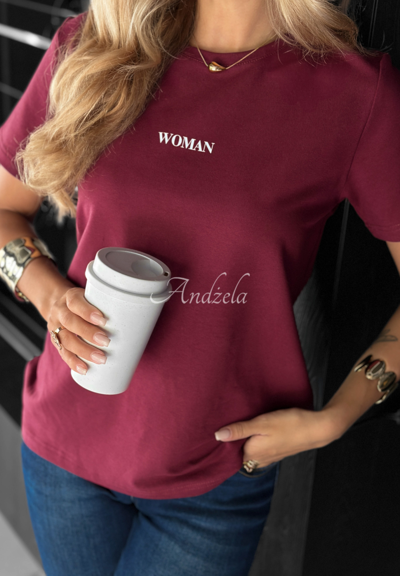 Printed T-shirt Woman burgundy