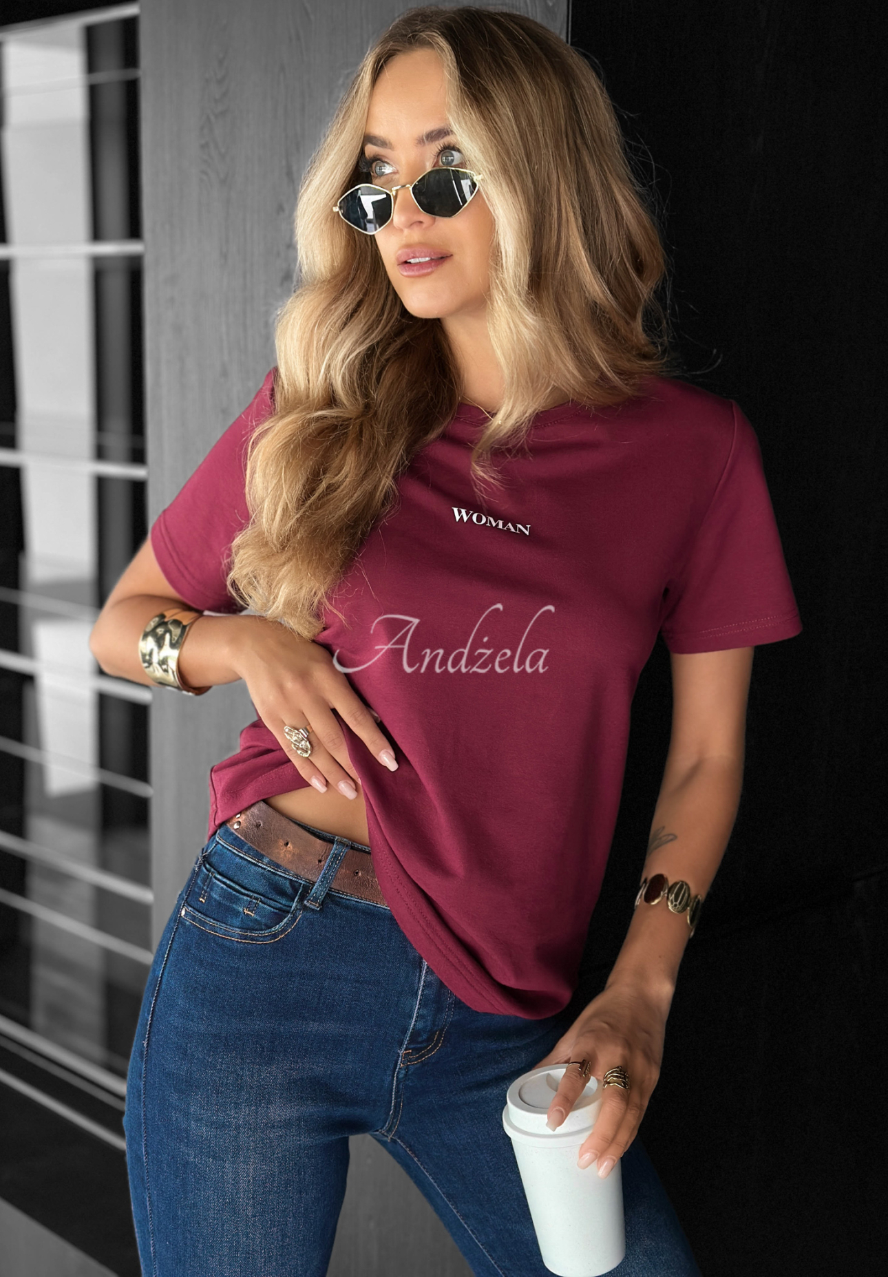 Printed T-shirt Woman burgundy