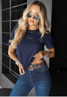T-shirt z nadrukiem Woman granatowy