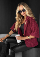 Krótki płaszcz kożuszek Hard To Say burgundowy