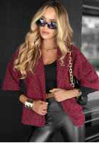 Krótki płaszcz kożuszek Hard To Say burgundowy