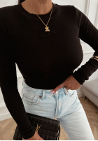 Wiskozowa prążkowana bluzka Icon czarna