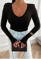 Prążkowana bluzka z dekoltem The Last Time czarna