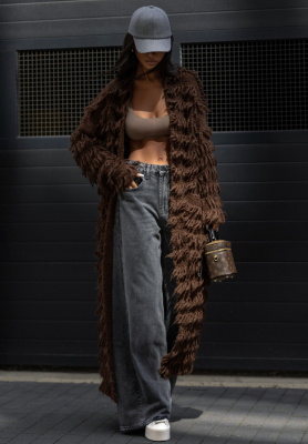 Long cardigan with tassels Cocomore Group Chat Left chocolate