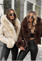 Krótka kurtka z futerkiem Timber Pines beżowy