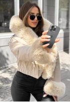 Krótka kurtka z futerkiem Timber Pines beżowy