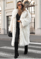 Długi płaszcz futerko Hello Drama Queen ecru