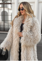 Długi płaszcz futerko Hello Drama Queen beżowy