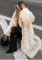 Długi płaszcz futerko Hello Drama Queen beżowy