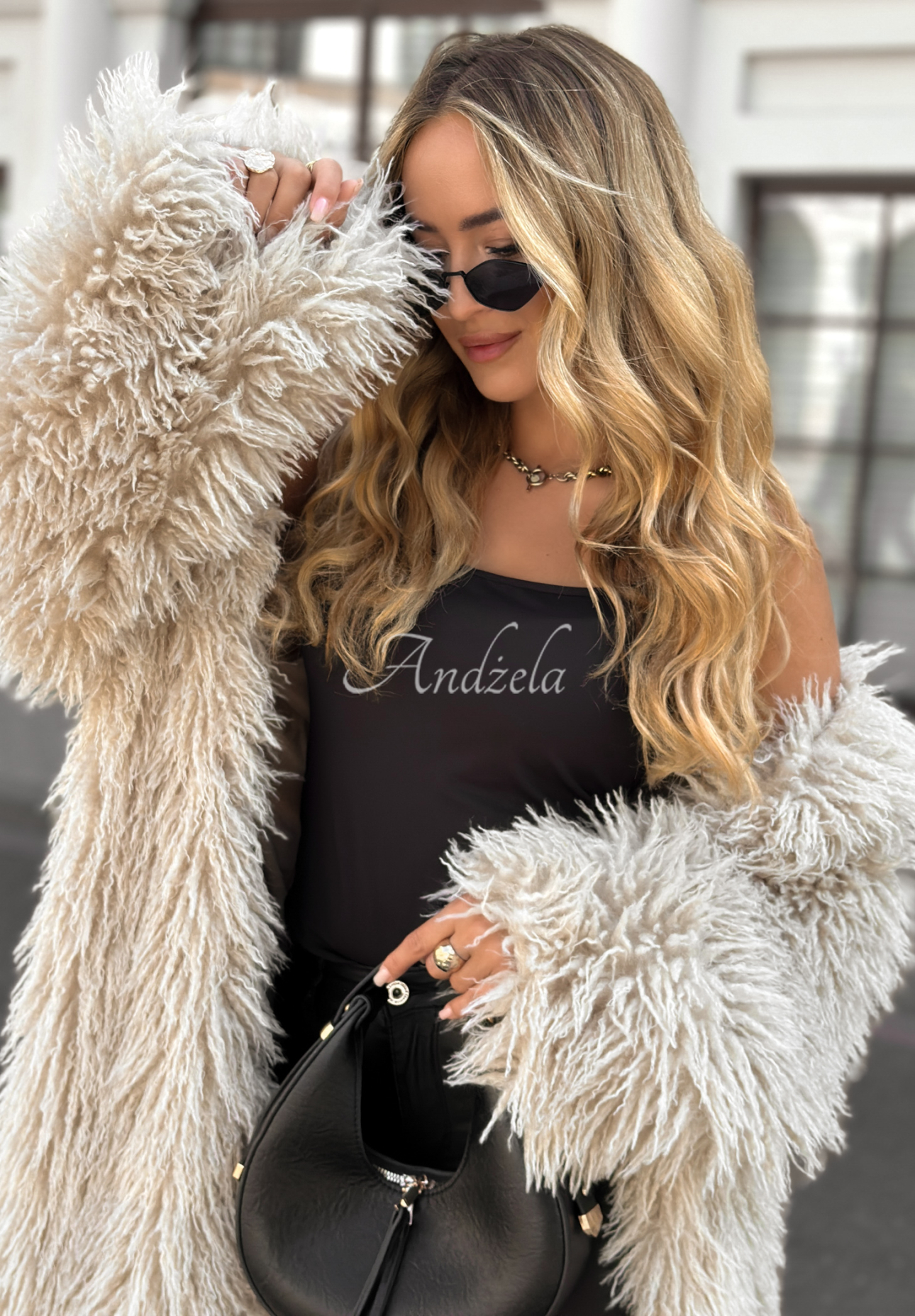 Long fur coat Hello Drama Queen beige