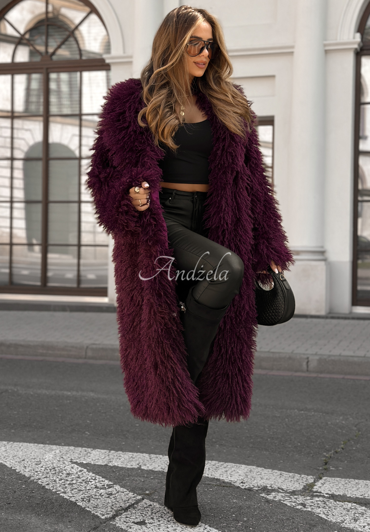 Long fur coat Hello Drama Queen burgundy