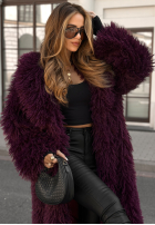 Długi płaszcz futerko Hello Drama Queen burgundowy