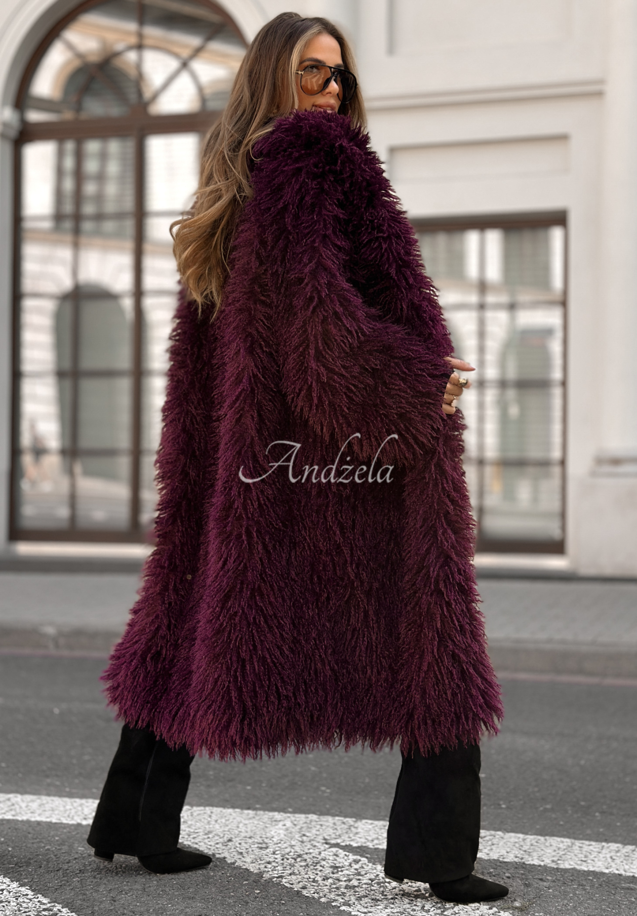 Long fur coat Hello Drama Queen burgundy
