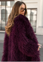 Długi płaszcz futerko Hello Drama Queen burgundowy