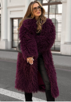Długi płaszcz futerko Hello Drama Queen burgundowy