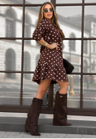 Sukienka z falbanką w groszki Never Posted czekoladowa