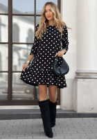 Sukienka z falbanką w groszki Never Posted czarna