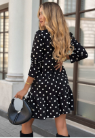 Sukienka z falbanką w groszki Never Posted czarna