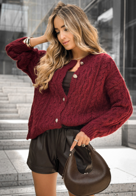 Embellished plaid cardigan Chesterton burgundy