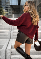 Ozdobnie pleciony kardigan Chesterton burgundowy