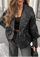 Skórzana kurtka z kołnierzem Live Fully czarna