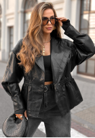 Skórzana kurtka z kołnierzem Live Fully czarna