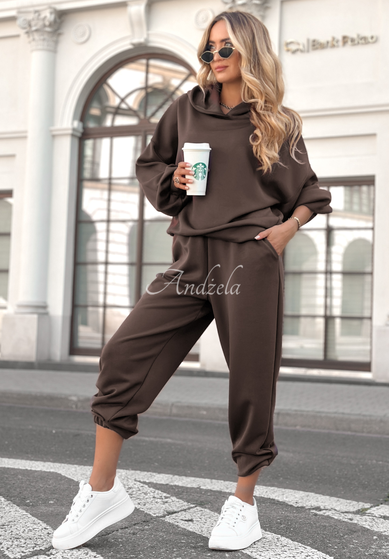 Wiskozowy komplet dresowy masełko Remember About You czekoladowy