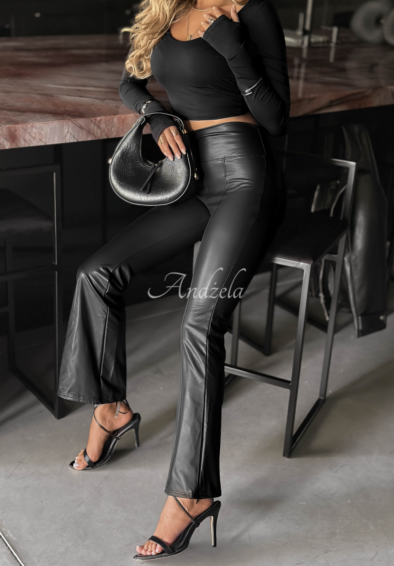 Waxed bell leggings Say It Now black