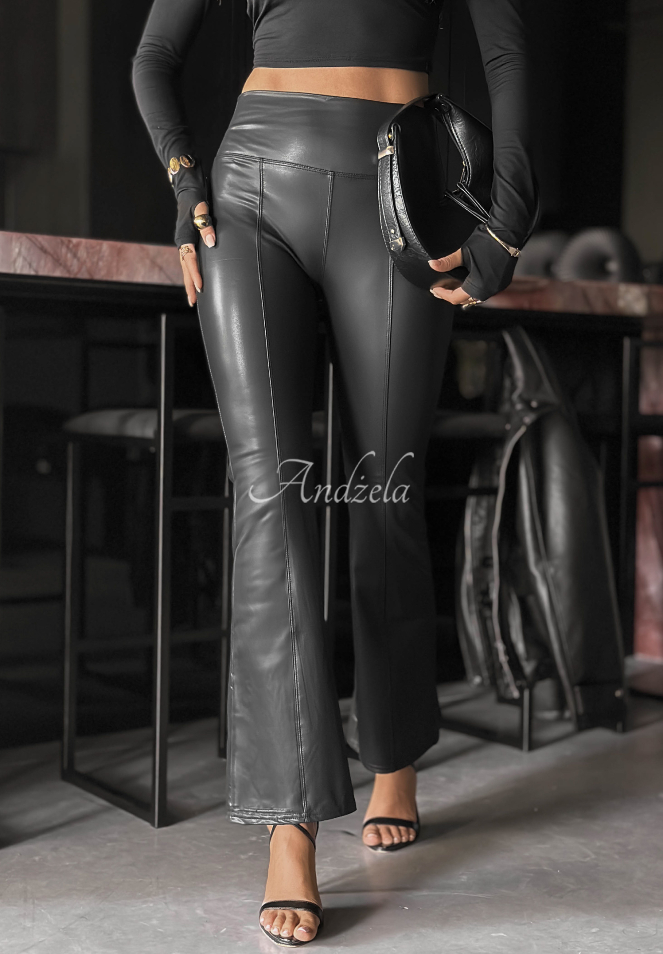 Waxed bell leggings Say It Now black