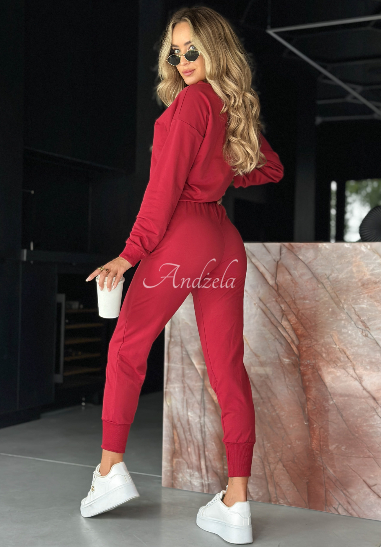 In My Head sweatshirt and pants set burgundy