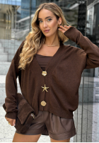 Lekki kardigan One More Look czekoladowy