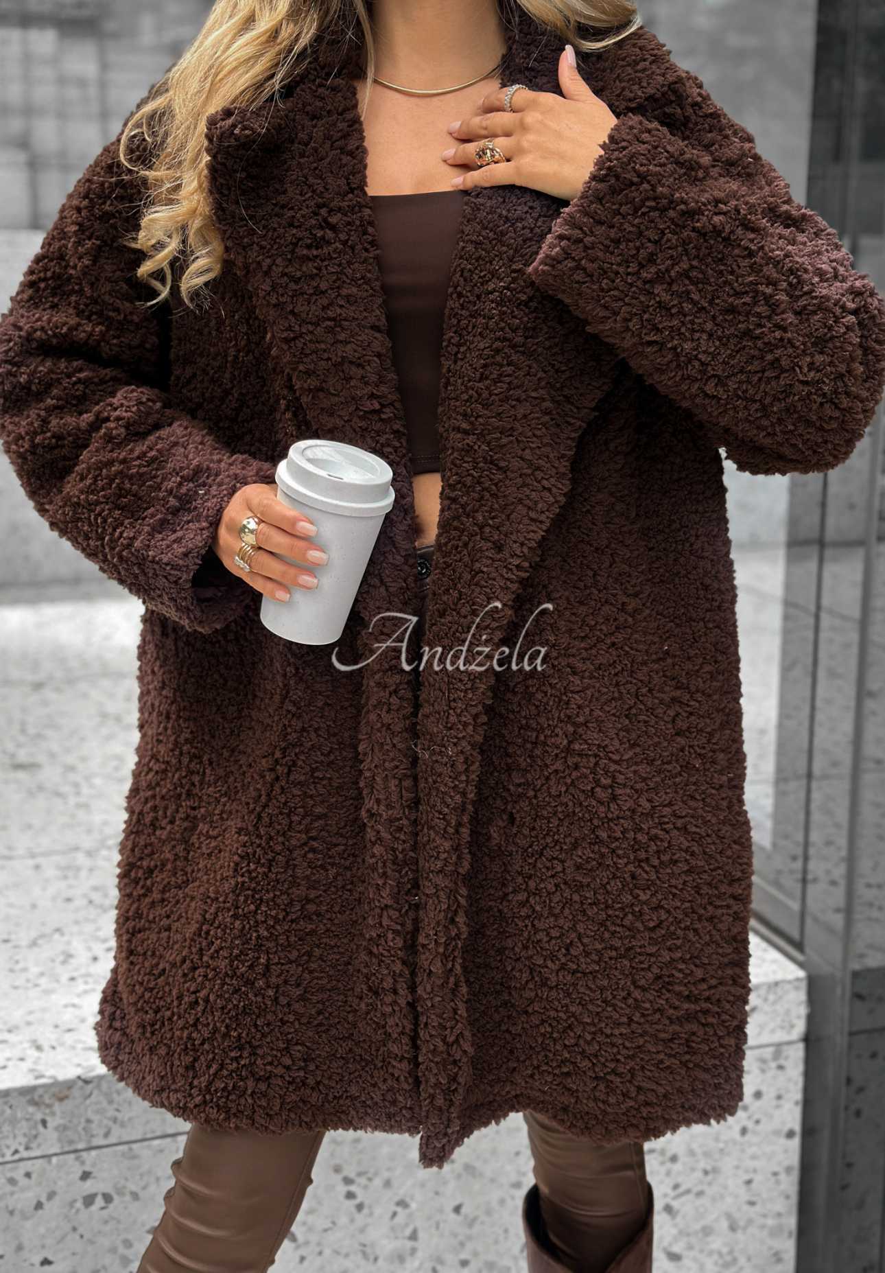 Long sheepskin coat Helsinki chocolate