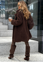 Długi płaszcz kożuszek Helsinki czekoladowy