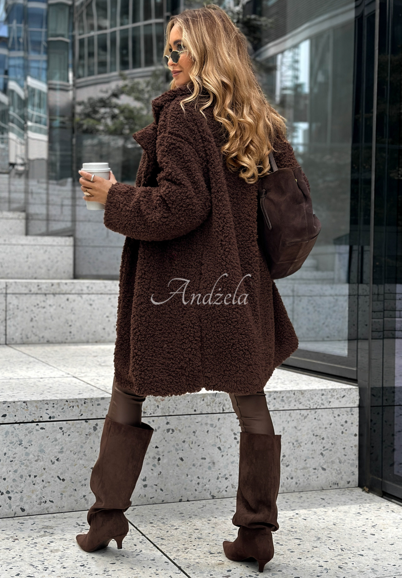 Long sheepskin coat Helsinki chocolate