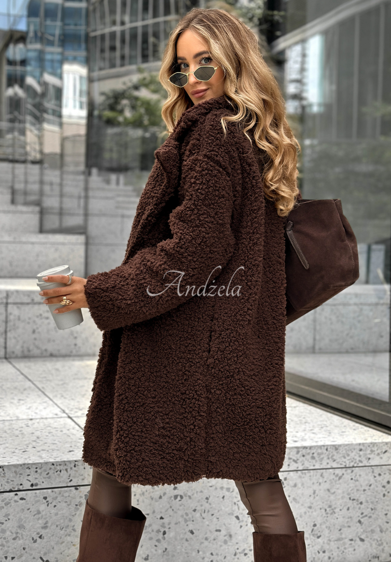 Long sheepskin coat Helsinki chocolate