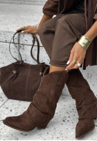 Zamszowe kozaki kowbojki Missisipi Alabama czekoladowe