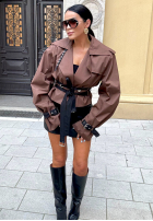 Krótki płaszcz trencz La Milla Wait What Now czekoladowy