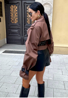 Krótki płaszcz trencz La Milla Wait What Now czekoladowy