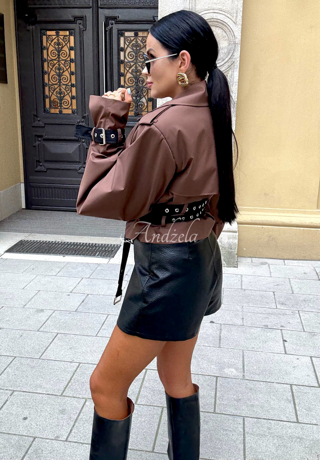 La Milla Wait What Now chocolate short trench coat