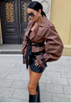 Krótki płaszcz trencz La Milla Wait What Now czekoladowy