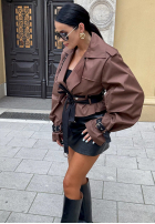 Krótki płaszcz trencz La Milla Wait What Now czekoladowy