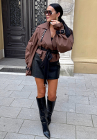 Krótki płaszcz trencz La Milla Wait What Now czekoladowy